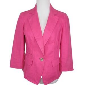 WORTH Pink Fitted Linen Jacket Blazer Women’s Size 8